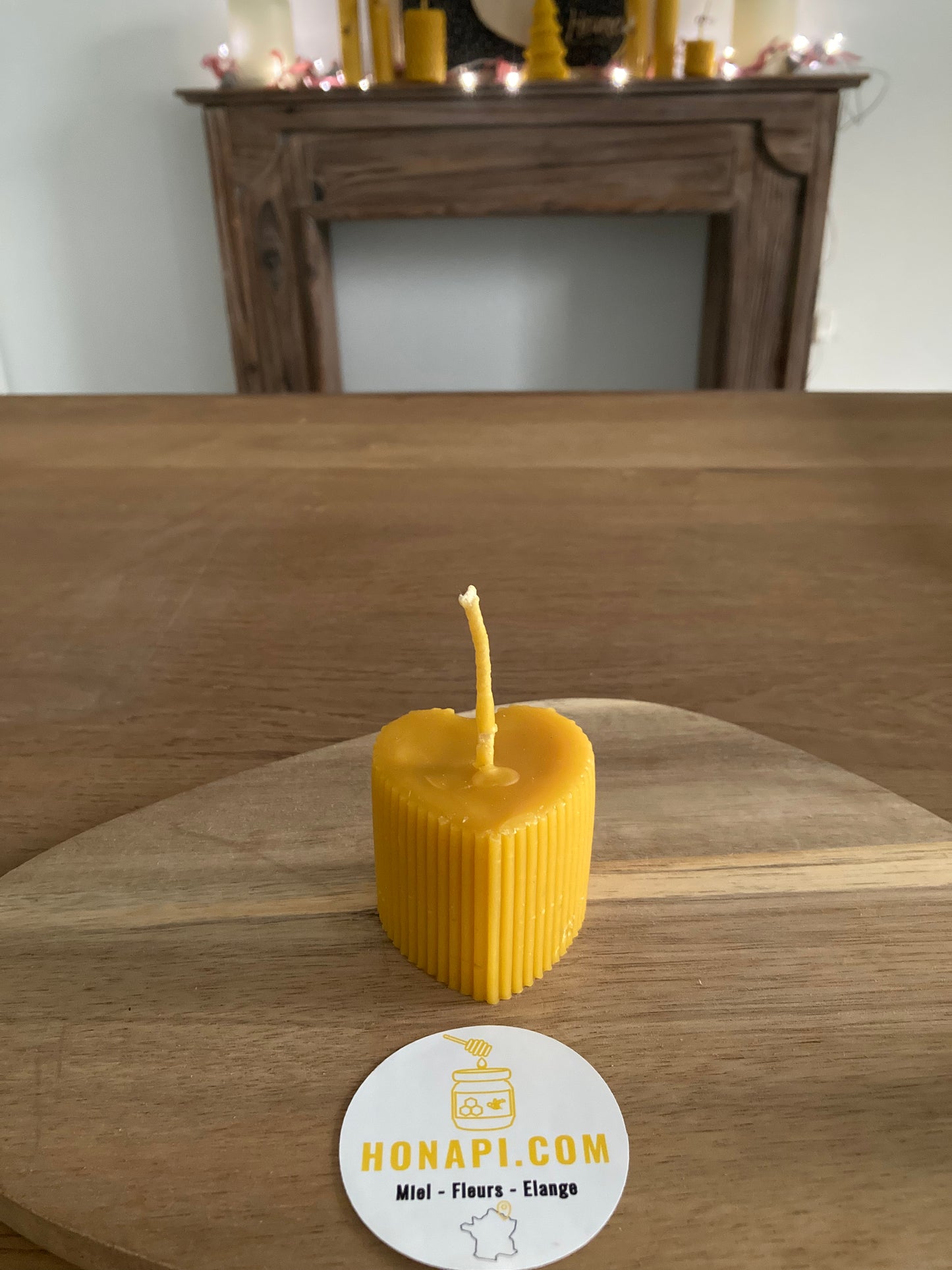 Bougie coeur en cire d'abeille - Honapi