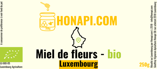 Miel bio Luxembourg - Bio Lëtzebuerger hunneg - Lenningen (250g) - 2024 🇱🇺