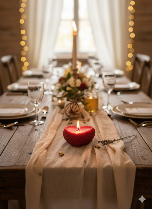 Bougie Cœur alvéolée – Cire d’Abeille Artisanale (Rouge Passion)