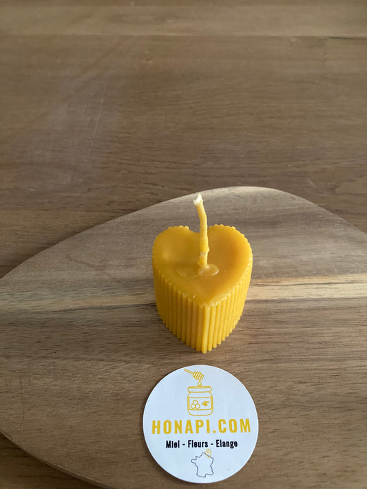 Bougie coeur en cire d'abeille - Honapi