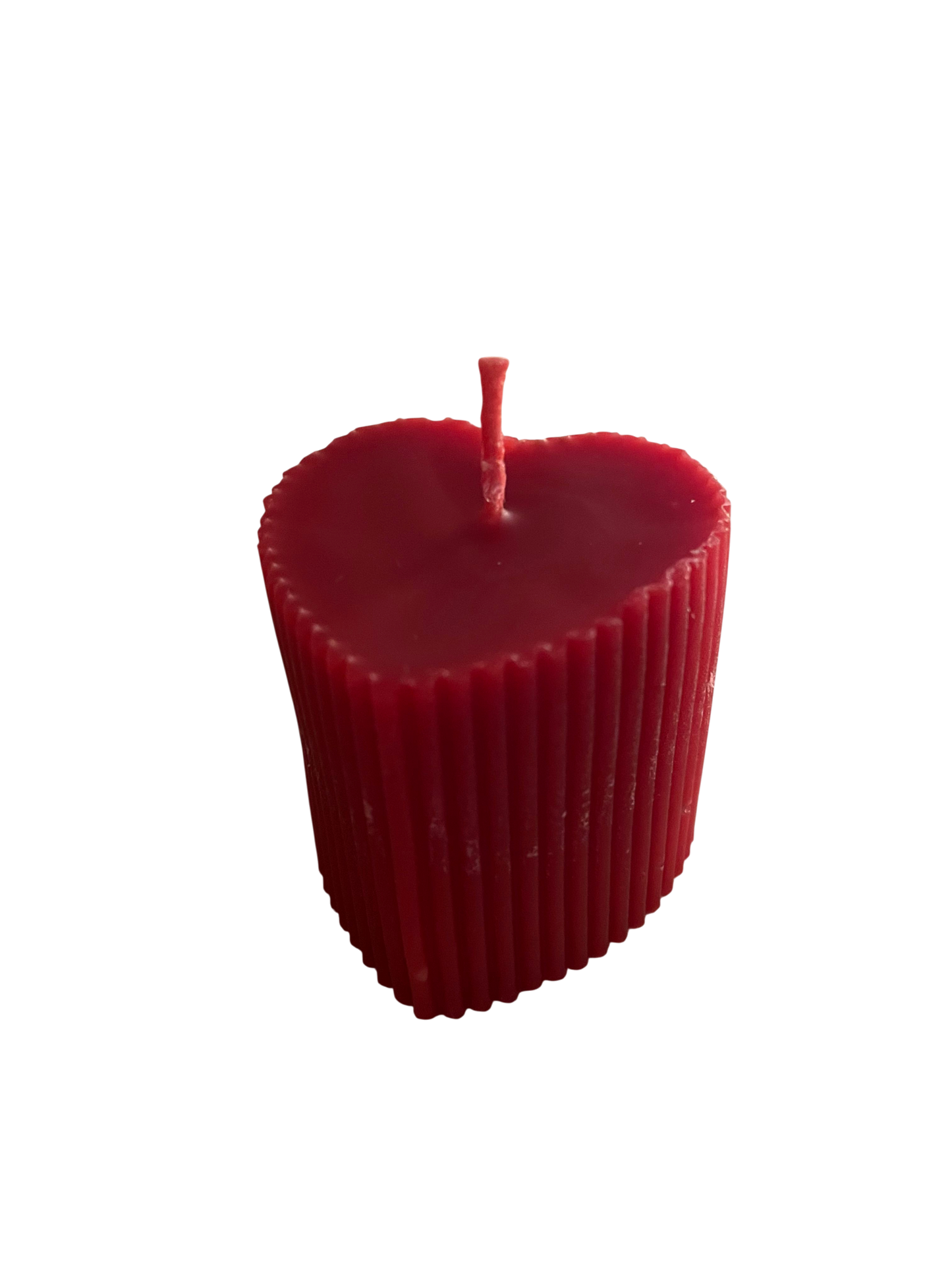 Bougie Cœur Cannelée – Cire d’Abeille Artisanale (Rouge Passion)