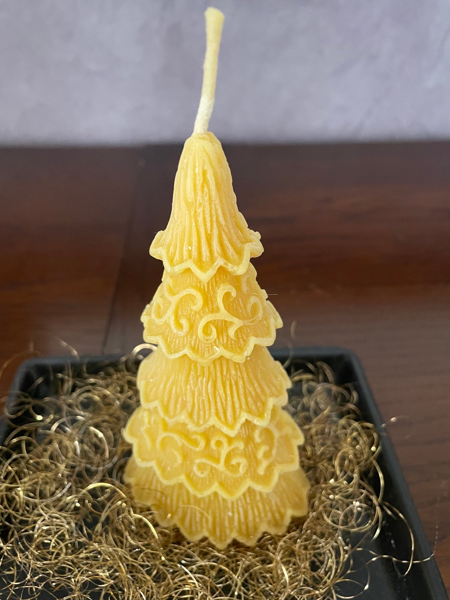 Bougie sapin noël en cire d'abeille - Honapi