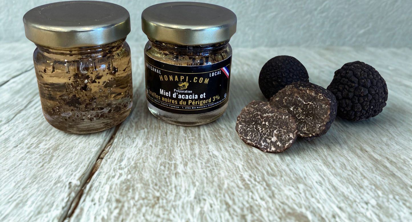 Miel d'acacia  et truffes noires du Périgord   (50g)  🇫🇷